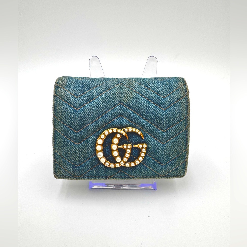 Gucci Denim Marmont Bifold Wallet